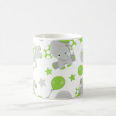 象のパターン，かわいい象，あなたの名前 コーヒーマグカップ (中央)
