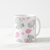 象のパターン，かわいい象，あなたの名前 コーヒーマグカップ (正面右)