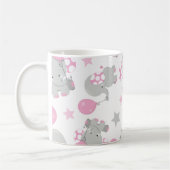 象のパターン，かわいい象，あなたの名前 コーヒーマグカップ (左)