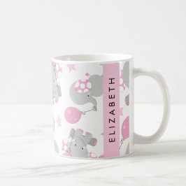 象のパターン,かわいい象,あなたの名前 コーヒーマグカップ