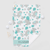 象のパターン，かわいい象，あなたの名前 ゴルフタオル (インサイチュ)