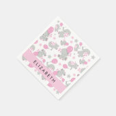 象のパターン，かわいい象，あなたの名前 スタンダードカクテルナプキン (角)
