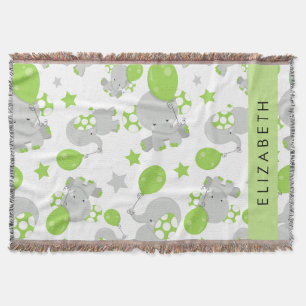 象のパターン，かわいい象，あなたの名前 スローブランケット