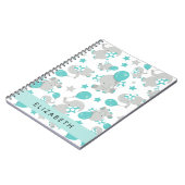 象のパターン,かわいい象,あなたの名前 ノートブック (左側)