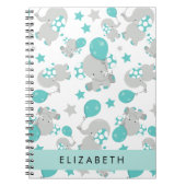 象のパターン,かわいい象,あなたの名前 ノートブック (正面)