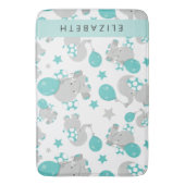 象のパターン,かわいい象,あなたの名前 バスマット (正面縦)