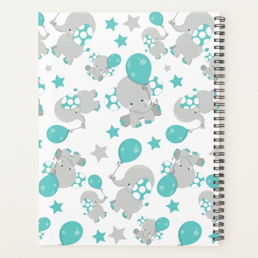 象のパターン,かわいい象,あなたの名前 プランナー手帳 (裏面)