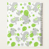 象のパターン，かわいい象，あなたの名前 プランナー手帳 (裏面)