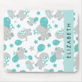 象のパターン,かわいい象,あなたの名前 マウスパッド (正面)