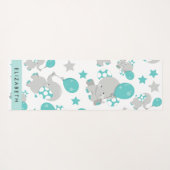 象のパターン,かわいい象,あなたの名前 ヨガマット (裏面(横))