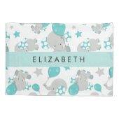 象のパターン，かわいい象，あなたの名前 枕カバー (裏面)