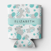 象のパターン，かわいい象，あなたの名前 缶クーラー (裏面)