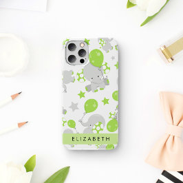 象のパターン,かわいい象,あなたの名前 iPhone 12 PROケース