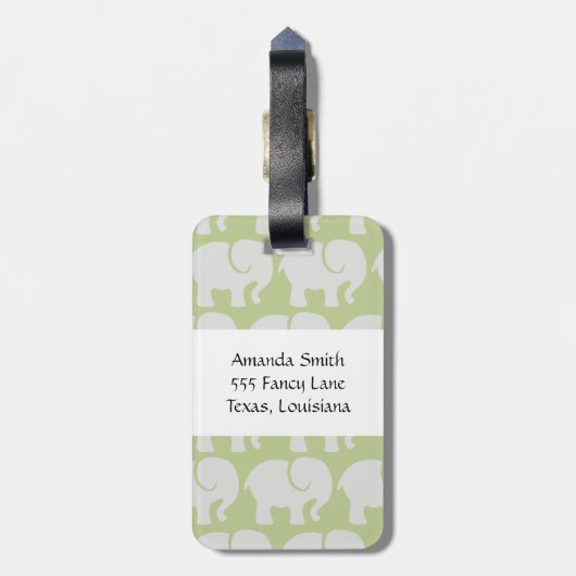 象のパターン，象のパターン，あなたの名前 ラゲッジタグ (裏面縦)