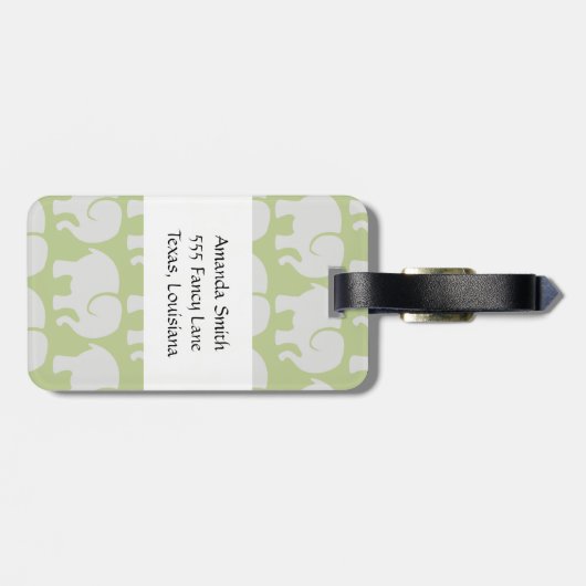 象のパターン，象のパターン，あなたの名前 ラゲッジタグ (裏面横)