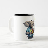 象のパパ私忘れは...ミルク以外 ツートーンマグカップ (正面左)