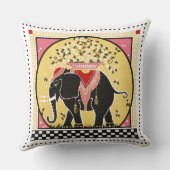 象のパレードの黄色の枕 クッション (裏面)