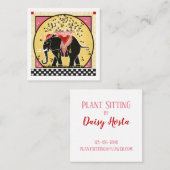 象のパレード（黄色） スクエア名刺 (正面/裏面)