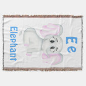 象のパーソナライズABC：文字E – 名前の追加 スローブランケット (正面)