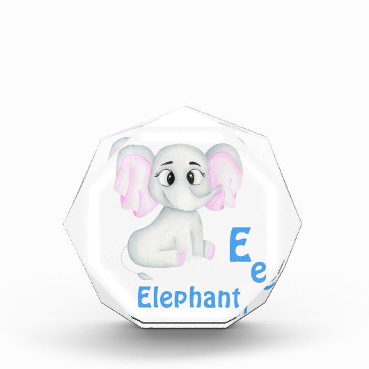 象のパーソナライズABC:文字E – 名前の追加 フォトブロック (正面)