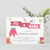 象のパーティー |ベビーシャワー招待状 (スタンド正面)