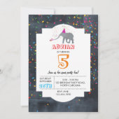 象のパーティー – 動物の誕生日パーティーボーイガール 招待状 (正面)