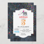 象のパーティー – 動物の誕生日パーティーボーイガール 招待状 (正面/裏面)