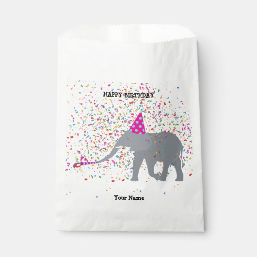 象のパーティー – 動物の誕生日パーティー フェイバーバッグ (正面)