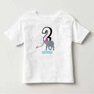 象のパーティー – 動物誕生日年齢ボーイガール トドラーTシャツ