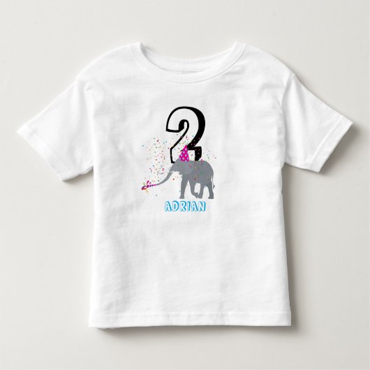象のパーティー – 動物誕生日年齢ボーイガール トドラーTシャツ (正面)