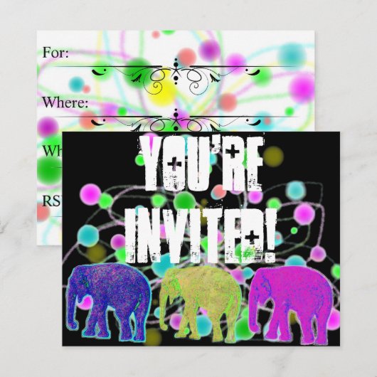 象のパーティー 招待状 (正面/裏面)