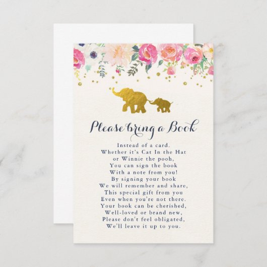 象のピンクはブックカードを持って来ます エンクロージャーカード (正面/裏面)