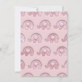 象のピンクパステルブルー ベビーシャワー シルバー 招待状 (裏面)