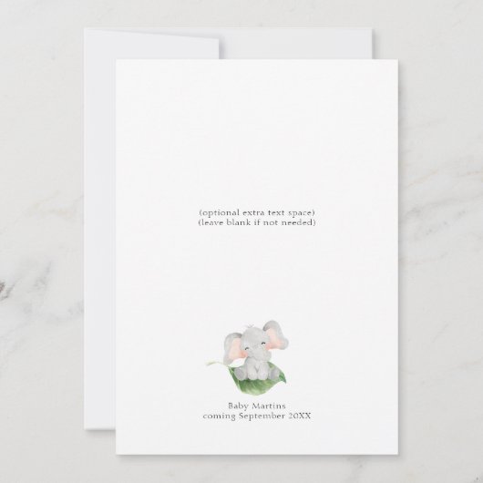 象のフローラモダンスクリプト赤ちゃんシャワー 招待状 (裏面)