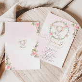 象のフローラ女の子の赤ちゃんシャワー 招待状