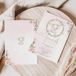 象のフローラ女の子の赤ちゃんシャワー 招待状