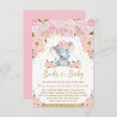 象のフローラ赤ちゃんシャワーが本の赤ちゃん女の子をもたらす エンクロージャーカード (正面/裏面)