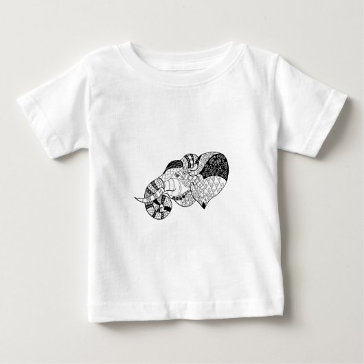 象のヘッドZenstyleの落書き ベビーTシャツ (正面)
