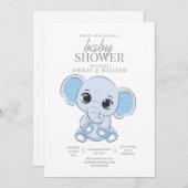 象のベイビーシャワー シンプル モダン ベイビーシャワー 招待状 (正面/裏面)