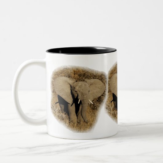 象のベビーのサファリのマグ及びコップ ツートーンマグカップ (左)