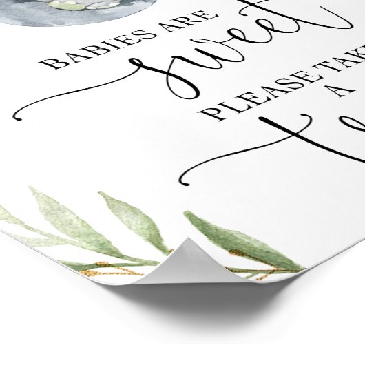 象のベビーは甘い可愛い赤ちゃんシャワーを浴びる ポスター (角)