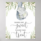 象のベビーは甘い可愛い赤ちゃんシャワーを浴びる ポスター (正面)