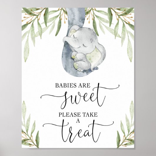 象のベビーは甘い可愛い赤ちゃんシャワーを浴びる ポスター (正面)