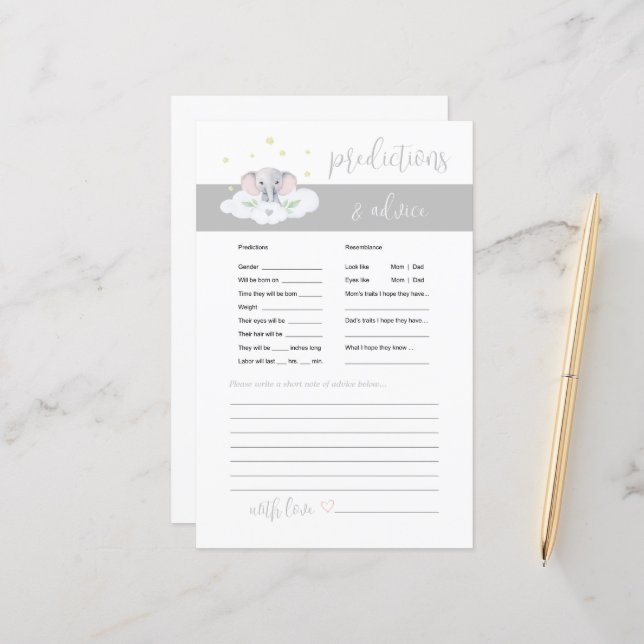 象のベビーアドバイスと予測ゲームグレー (正面/裏面インサイチュ)