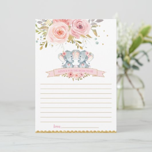 象のベビーガールツインアドバイスのためにママはカードになる 招待状 (スタンド正面)