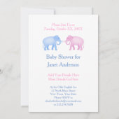 象のベビーシャワーか性は明らかにします 招待状 (裏面)