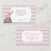 象のベビーシャワーのおむつくじのチケット（ピンク） エンクロージャーカード (正面/裏面)