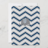 象のベビーシャワーの招待状の男の子の青シェブロン 招待状 (裏面)