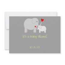 象のベビーシャワーの男女兼用な招待状