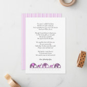 象のベビーシャワーはノート/紫色のピンク感謝していしています ノートカード (正面/裏面インサイチュ)